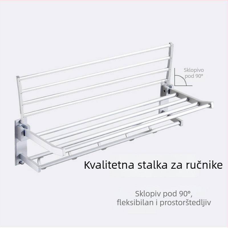 Aluminijski stalak za ručnike za kupaonicu, 2-slojni, anodno oksidirana završna obrada, model Space Aluminum Storage Rack, marka Huixin, nosivost 10 kg