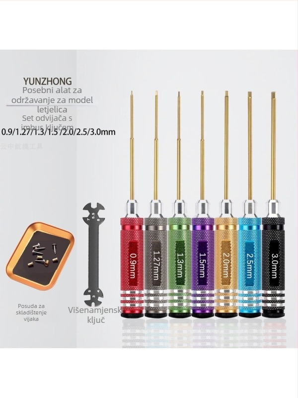 Set šestougaonih odvijača za modele zrakoplova i automobila, titanijskim premazom i tvrdom čeliku, višenamjenski za demontažu i sastavljanje, uključuje ključ i držač alata