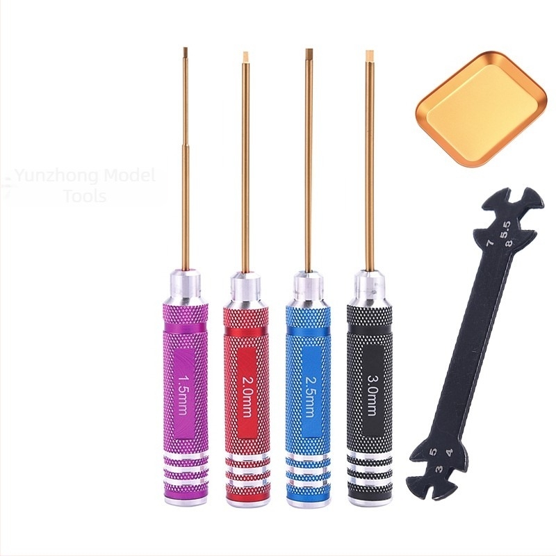 Set šestougaonih odvijača za modele zrakoplova i automobila, titanijskim premazom i tvrdom čeliku, višenamjenski za demontažu i sastavljanje, uključuje ključ i držač alata