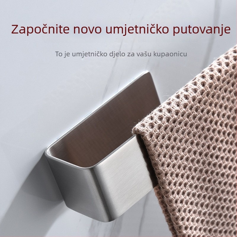 Zidni držač za ručnike, nehrđajući čelik 304 s brušenom završnom obradom, nosivost 10 kg, moderan minimalistički dizajn