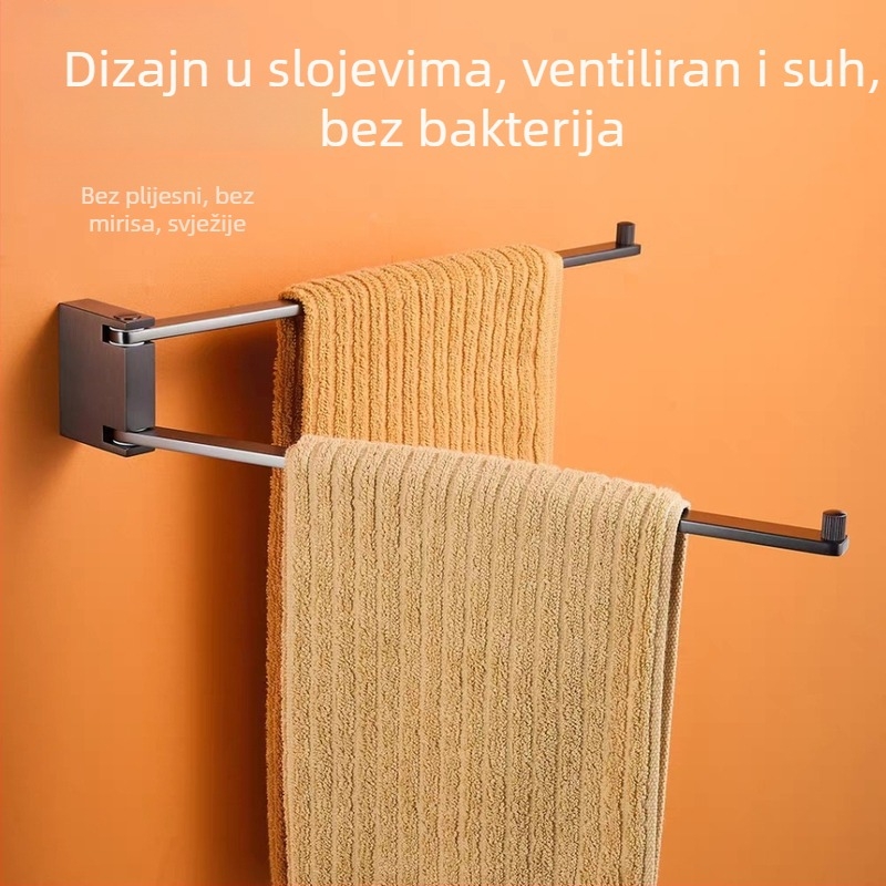 Rotirajući dvostruki držač za ručnike s bakreno-kromiranim završnim premazom – montaža kroz rupe, nosivost 20 kg