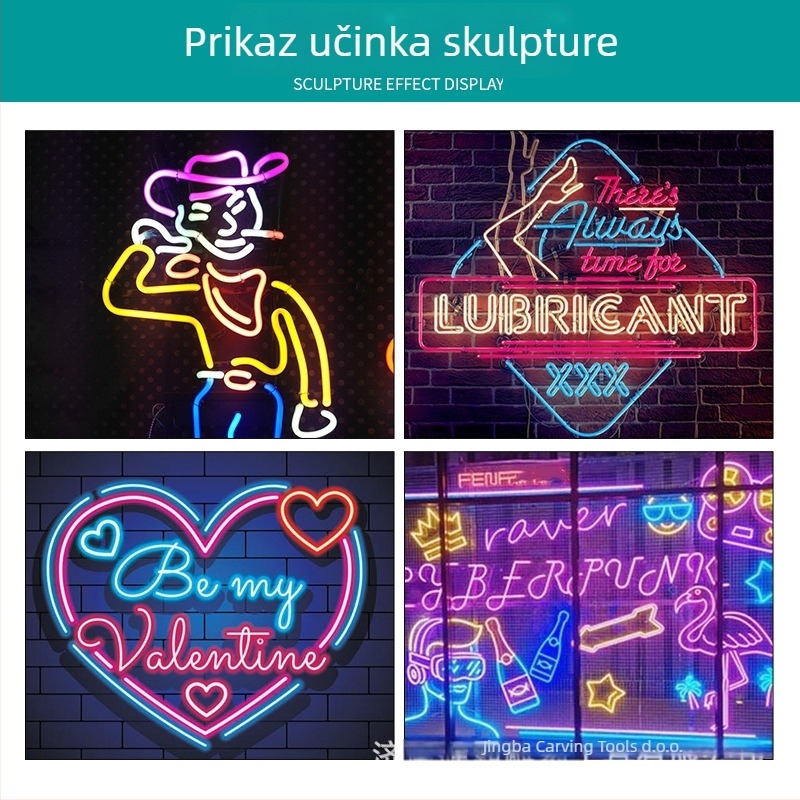Serija freza za neonsko osvjetljenje – završna freza za drvo, akril, PVC i MDF; kompatibilna s CNC strojevima i strojevima za graviranje.