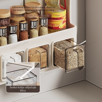 Zidni stalak za začine od karbonskog čelika, za čvrste začine, bez bušenja – Hanyu