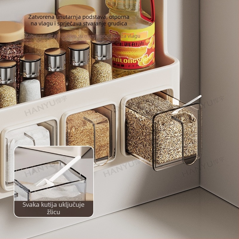 Zidni stalak za začine od karbonskog čelika, za čvrste začine, bez bušenja – Hanyu