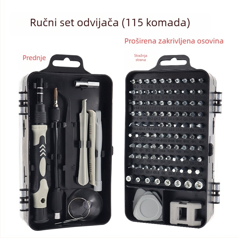 115-in-1 magnetni izolirani set odvijača za kućne, mobilne i računalne popravke i demontažu, od Ni-Cr čelika
