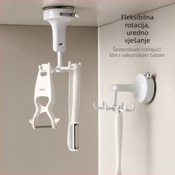 FaSoLa PVC kuhinjski zidni organizator za skladištenje s usisnom čašom i rotirajućim kukama – moderni minimalistički stil, 75 g