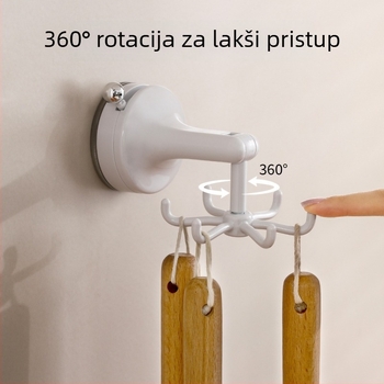 FaSoLa PVC kuhinjski zidni organizator za skladištenje s usisnom čašom i rotirajućim kukama – moderni minimalistički stil, 75 g