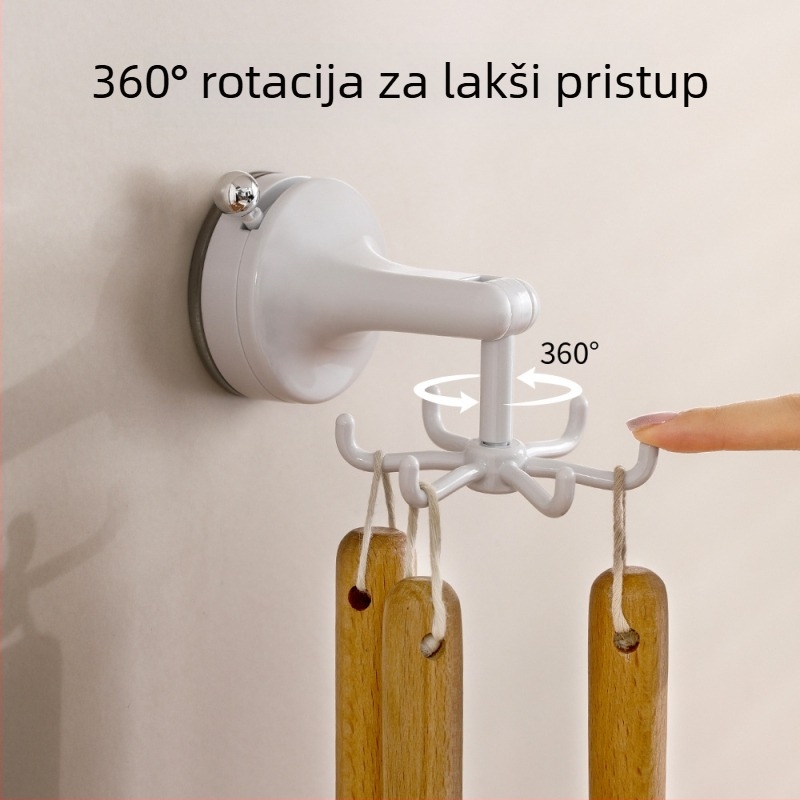 FaSoLa PVC kuhinjski zidni organizator za skladištenje s usisnom čašom i rotirajućim kukama – moderni minimalistički stil, 75 g