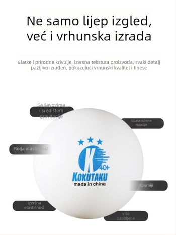 Kokutaku lopte za stolni tenis, 3 zvjezdice, kutija od 6 komada, ABS materijal, šivane, natjecateljski/trening