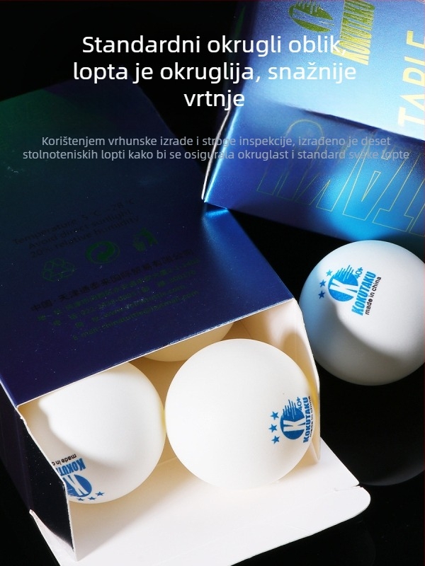Kokutaku lopte za stolni tenis, 3 zvjezdice, kutija od 6 komada, ABS materijal, šivane, natjecateljski/trening