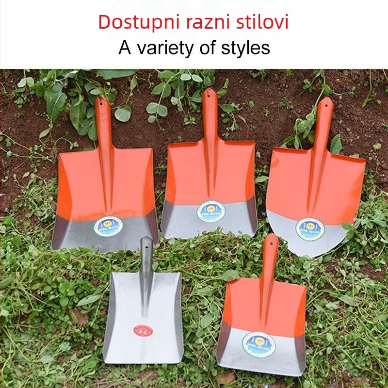 Lopata od mangan čelika, drvena drška, čvrsta konstrukcija, glava kvadratno plosnata s oštrim vrhom, za ugljen i vrtlarstvo