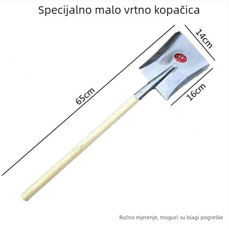 Lopata od mangan čelika, drvena drška, čvrsta konstrukcija, glava kvadratno plosnata s oštrim vrhom, za ugljen i vrtlarstvo