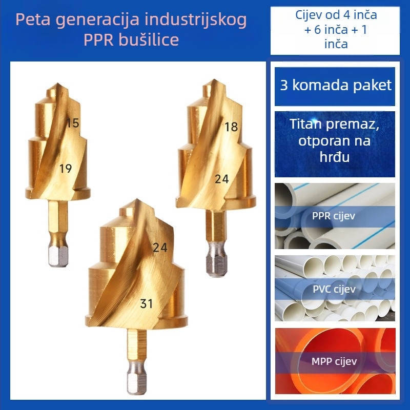 Set svrdla za PPR cijevi i otvarač rupa za PVC cijevi – alati, Yutai