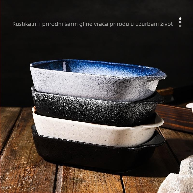Keramička zdjela za pečenje sira i riže, japanski stil, porculan, kompatibilna s mikrovalnom pećnicom, nepravilnog oblika, više uzoraka