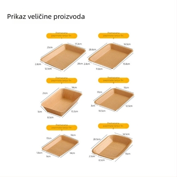 Kraft papir pravokutna jednokratna tanjura za roštilj, pomfrit i grickalice (Materijal: kraft papir; Oblik: pravokutni; Biodegradabilno: da; Personalizacija: tisak logotipa dostupan; Pakiranje: 1000 kom)