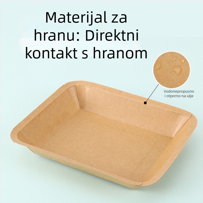Kraft papir pravokutna jednokratna tanjura za roštilj, pomfrit i grickalice (Materijal: kraft papir; Oblik: pravokutni; Biodegradabilno: da; Personalizacija: tisak logotipa dostupan; Pakiranje: 1000 kom)