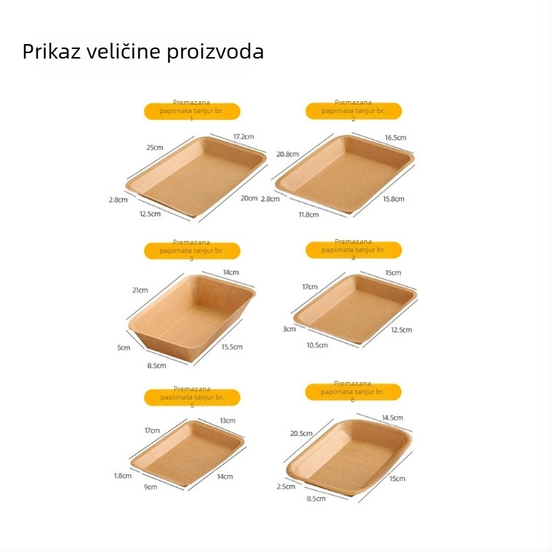 Kraft papir pravokutna jednokratna tanjura za roštilj, pomfrit i grickalice (Materijal: kraft papir; Oblik: pravokutni; Biodegradabilno: da; Personalizacija: tisak logotipa dostupan; Pakiranje: 1000 kom)