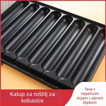 Ploča za kobasice s 8 cijevima, aluminijska, kvadratnog oblika, štancirana konstrukcija, višefunkcionalna, prijenosna, jednostavna za čišćenje