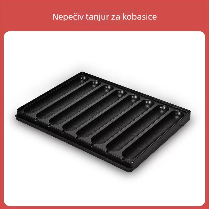 Ploča za kobasice s 8 cijevima, aluminijska, kvadratnog oblika, štancirana konstrukcija, višefunkcionalna, prijenosna, jednostavna za čišćenje