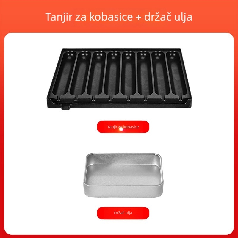 Ploča za kobasice s 8 cijevima, aluminijska, kvadratnog oblika, štancirana konstrukcija, višefunkcionalna, prijenosna, jednostavna za čišćenje