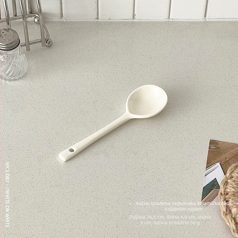 Desertni tanjur s dvostrukim ušima – porcelinski posuđe set, prugasti uzorak, korejski stil, okrugli oblik, glazirana površina