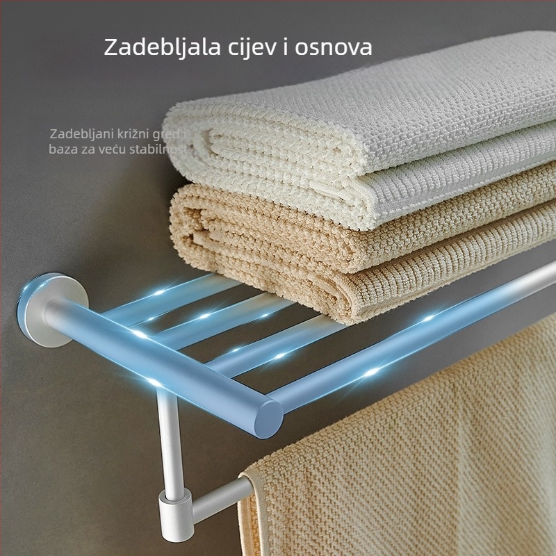 Držač za ručnike od aluminijske legure s anodiziranim premazom, nosivost 50 kg, 1 razina, moderni minimalistički stil