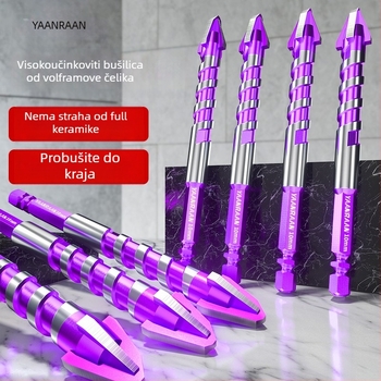Yanran svrdlo – ekscentrično, brzo bušenje pločica i betona, keramički, četverozubno nazubljeno