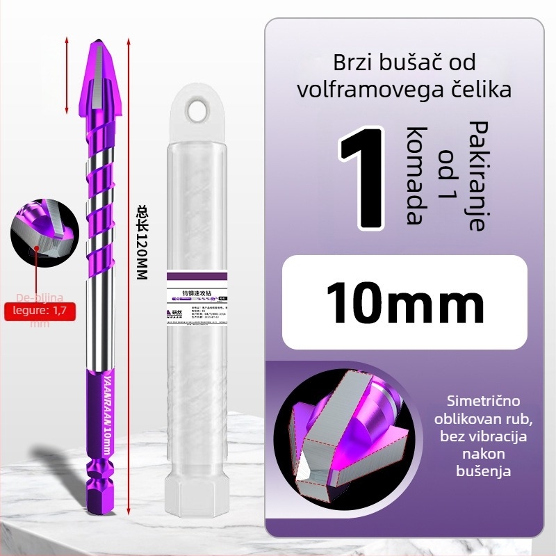 Yanran svrdlo – ekscentrično, brzo bušenje pločica i betona, keramički, četverozubno nazubljeno