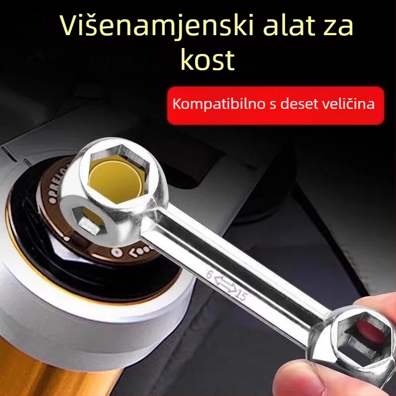 Prenosno alatom za popravak bicikla, deset u jednom, čelična konstrukcija i unutarnji šesterokutni nastavci
