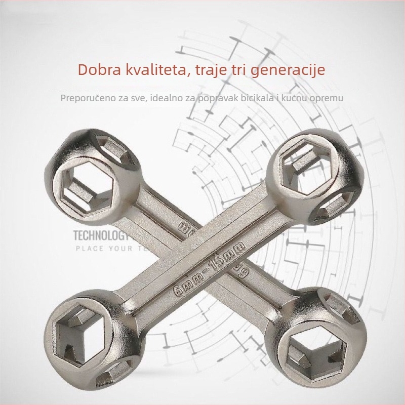 Prenosno alatom za popravak bicikla, deset u jednom, čelična konstrukcija i unutarnji šesterokutni nastavci