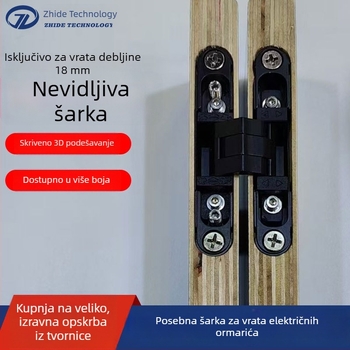 3D-regulirani šarkač za drvena vrata i sklopiva/nevidljiva vrata; cinkov legura; završna obrada: sprej boja/elektroforeza; 180° otvor; nosivost do 12 kg uz dvije šarke