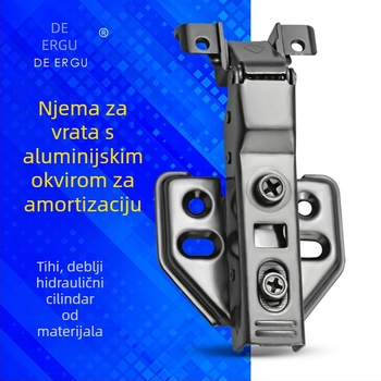 Panta za aluminijski okvir s amortizerom – materijal: željezo; završna elektroplatinacija; pogodna za vrata, ormariće i vitrine s aluminijskim okvirom