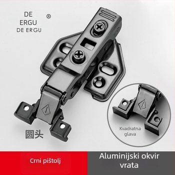 Panta za aluminijski okvir s amortizerom – materijal: željezo; završna elektroplatinacija; pogodna za vrata, ormariće i vitrine s aluminijskim okvirom