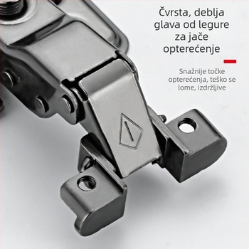Panta za aluminijski okvir s amortizerom – materijal: željezo; završna elektroplatinacija; pogodna za vrata, ormariće i vitrine s aluminijskim okvirom