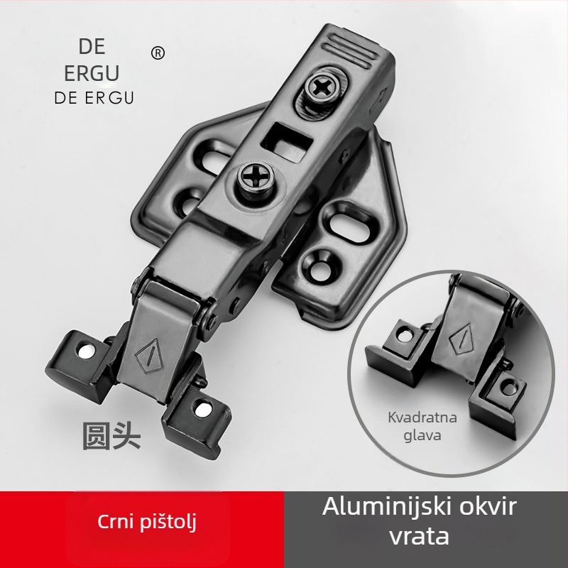 Panta za aluminijski okvir s amortizerom – materijal: željezo; završna elektroplatinacija; pogodna za vrata, ormariće i vitrine s aluminijskim okvirom