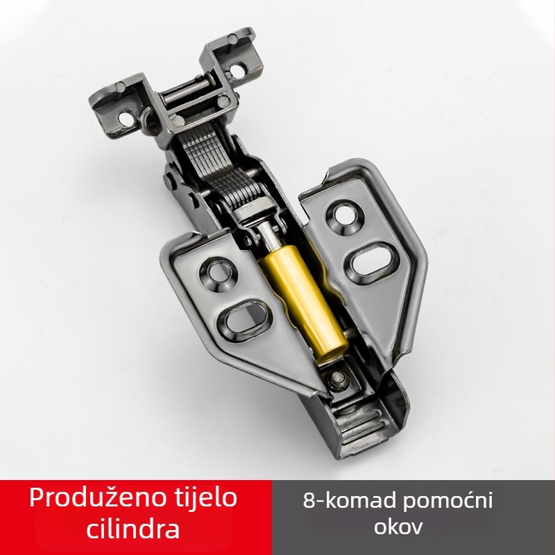 Panta za aluminijski okvir s amortizerom – materijal: željezo; završna elektroplatinacija; pogodna za vrata, ormariće i vitrine s aluminijskim okvirom