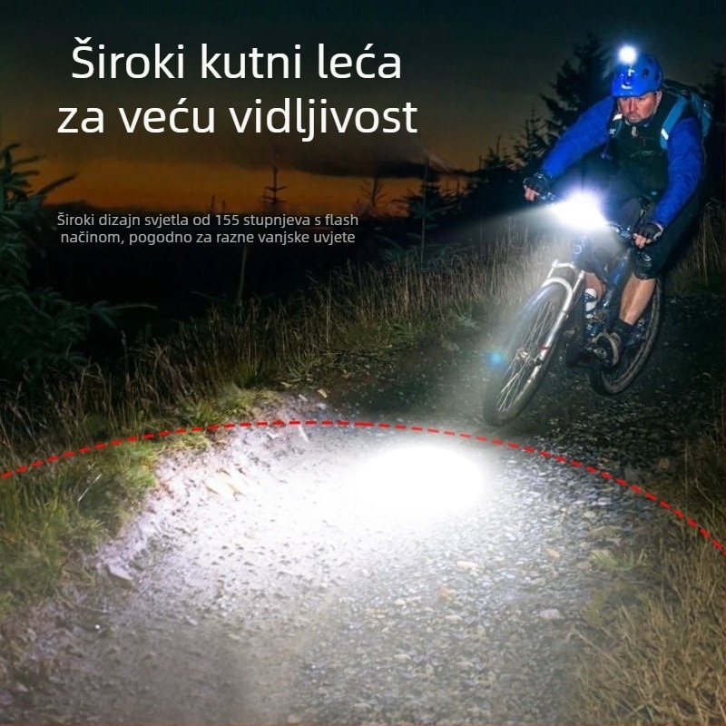 Patkasto prednje svjetlo za bicikl, model 7588, USB punjenje, vodootporno, za planinske bicikle, poboljšano izdanje