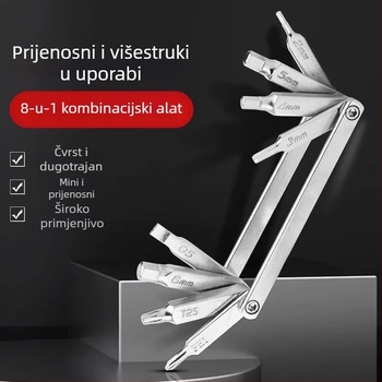 Alat za popravak bicikla – sklopivi prenosni šestokutni socket ključ, višenamjenski, alatna čelična zlitina