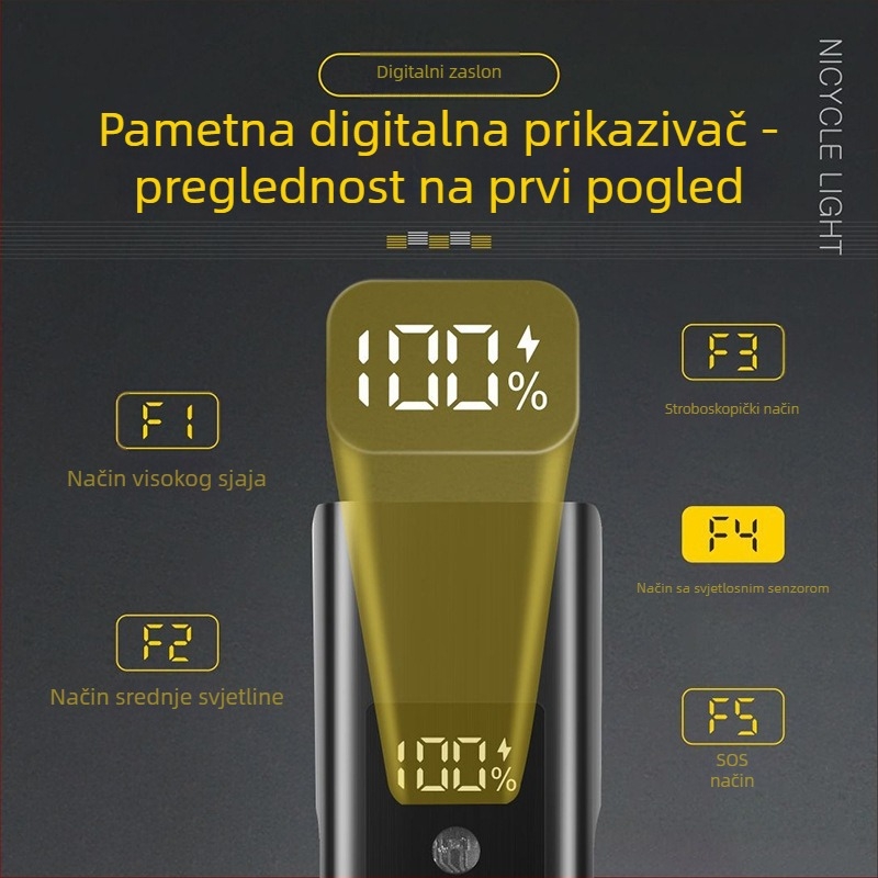 Walker Cloud prednja LED svjetiljka za bicikl, 1800 lumena, MTB, vodootporna od aluminijske legure