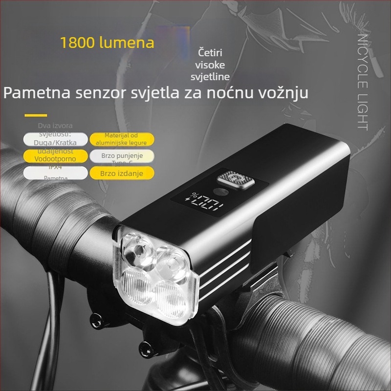 Walker Cloud prednja LED svjetiljka za bicikl, 1800 lumena, MTB, vodootporna od aluminijske legure