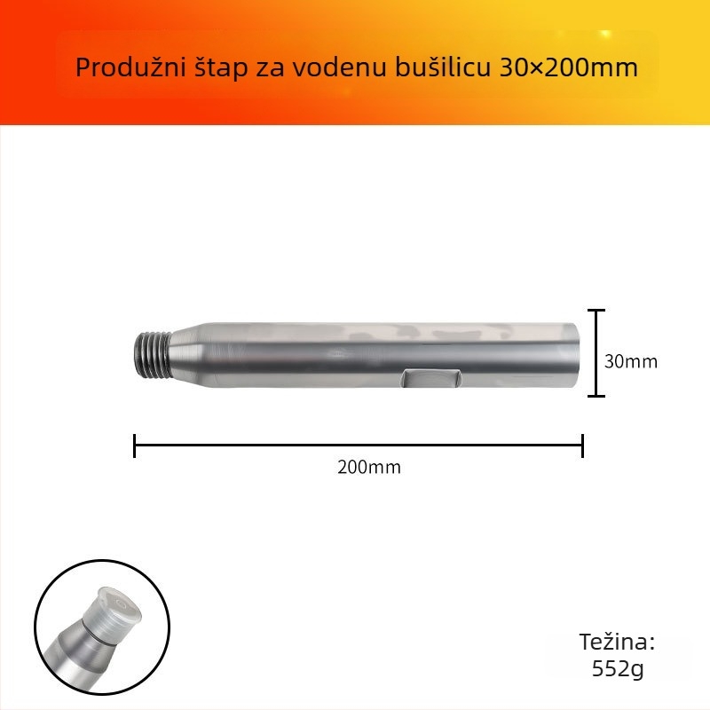 Produžna šipka bušilice za vodeno bušenje (Značka: Han ax; Materijal: ugljična čelika)