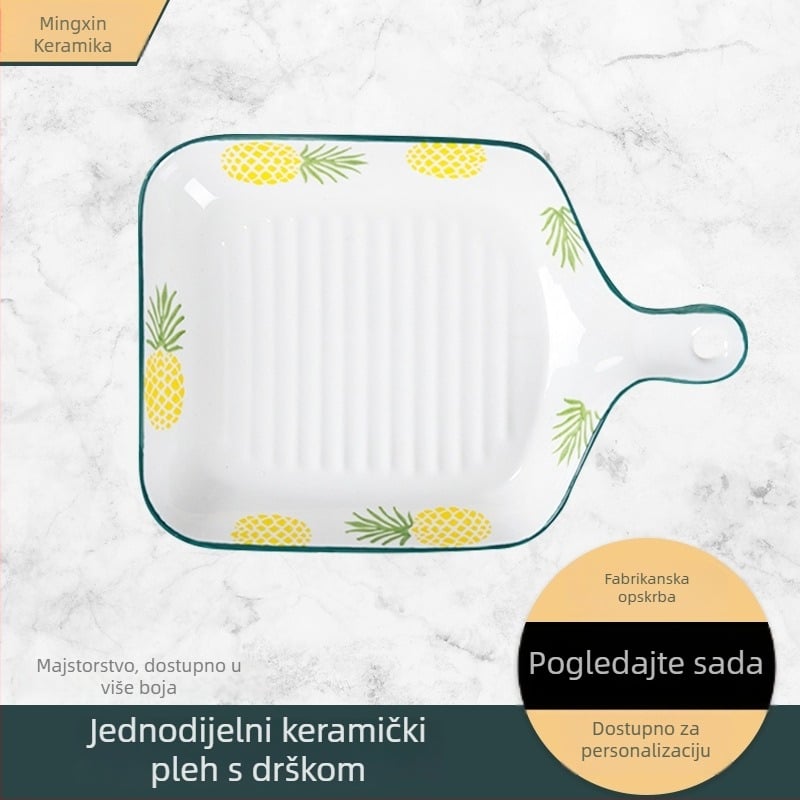 Keramička disk pločica iz Mingxin Ceramics — ručno oslikana, četverokutni oblik, više uzoraka, pogodna za mikrovalnu, prilagodljiva