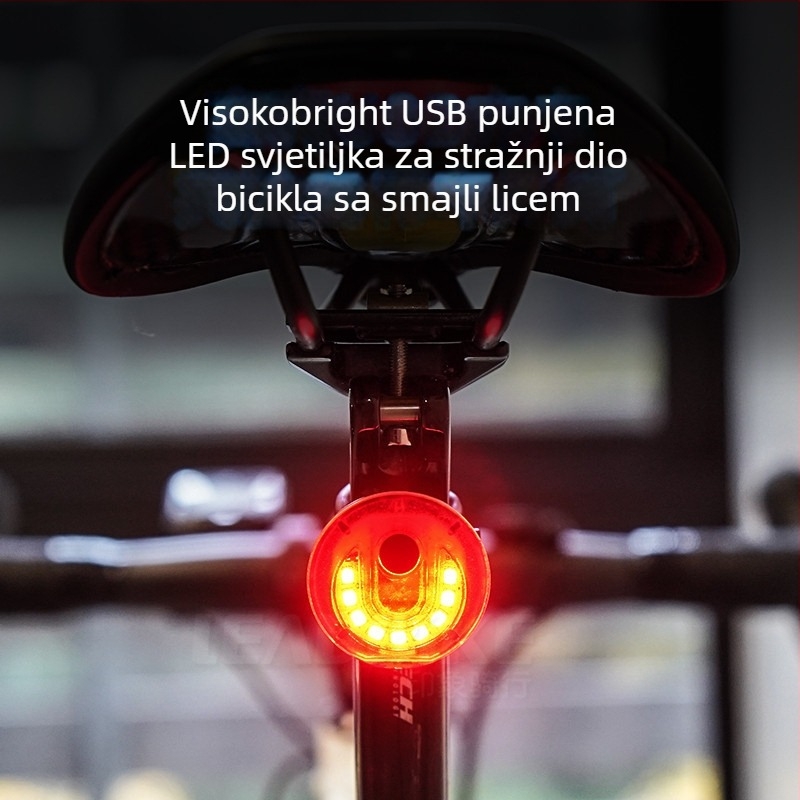 Stražnja svjetiljka za bicikl, punjiva, visoke jačine svjetla, upozoravajuće svjetlo, model A10, Leadbike/Impression Riding