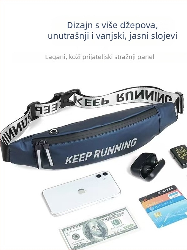 Muška torbica za prsa, PU materijal, kompatibilan s 8-inčnim laptopom, podstava od poliestera, stil za rekreaciju i putovanja