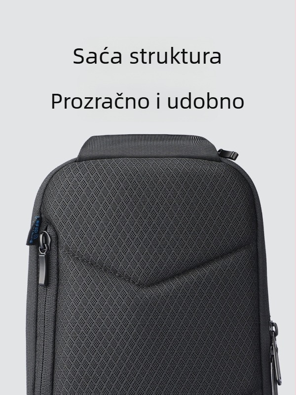 Muška torba za prsa za vožnju biciklom i putovanja, stil business elite, materijal Oxford, USB sučelje, Marco leden, podstava poliester