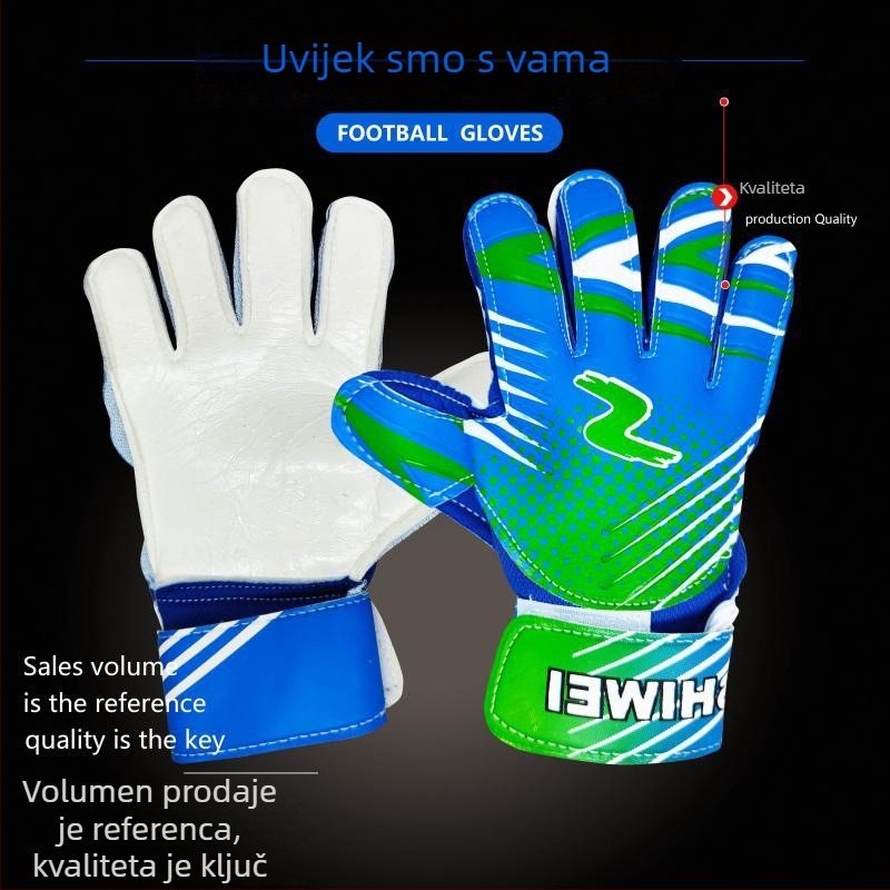 Dječje rukavice vratara nogometa s zaštitom prstiju, potpuno latex, protivklizni grip za trening