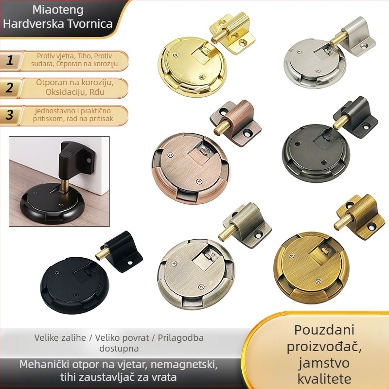 PodnoMontirani usisni mehanizam za vrata od cinkovog legura, s automatskim zaključavanjem, ner magnetski, elektroplatirani završetak, za vrata spavaćih soba