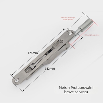 Meixin Bolt zapinka za vrata tipa A – Model: Meixin Bolt; Materijal: nehrđajući čelik; Završna obrada: nehrđajući čelik; Stil: moderan stil