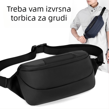 Muška crossbody torba za prsa, velika kapaciteta, vodootporna prevleka, prozračna, kompatibilna s 8-inčnim prijenosnim računalom