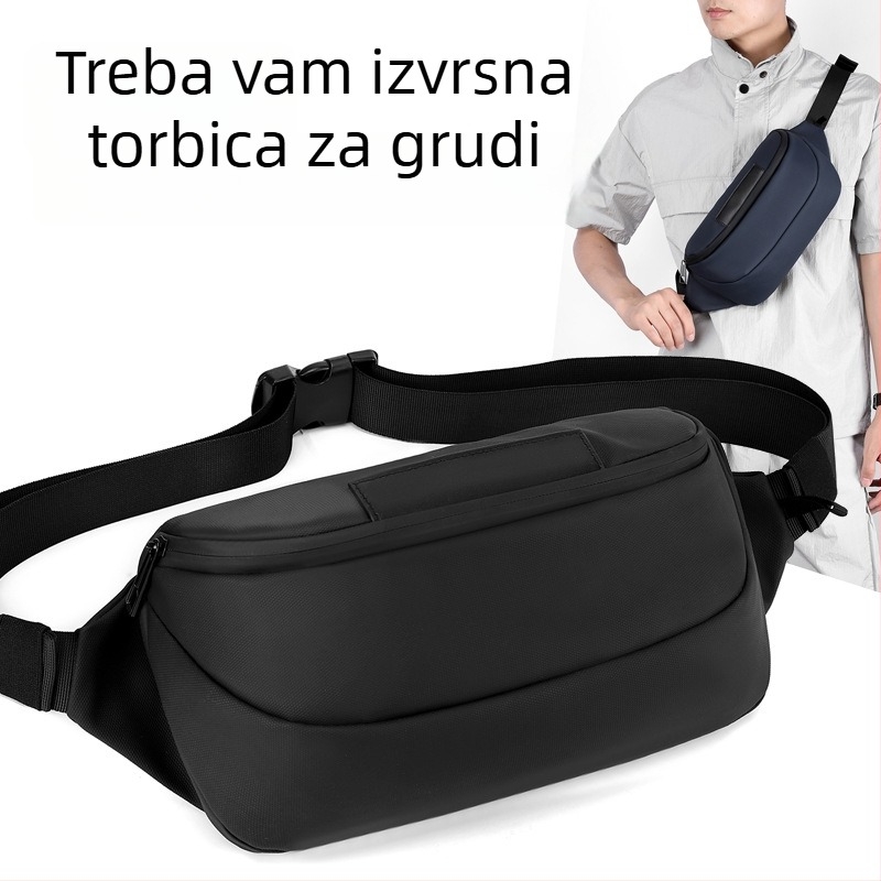 Muška crossbody torba za prsa, velika kapaciteta, vodootporna prevleka, prozračna, kompatibilna s 8-inčnim prijenosnim računalom